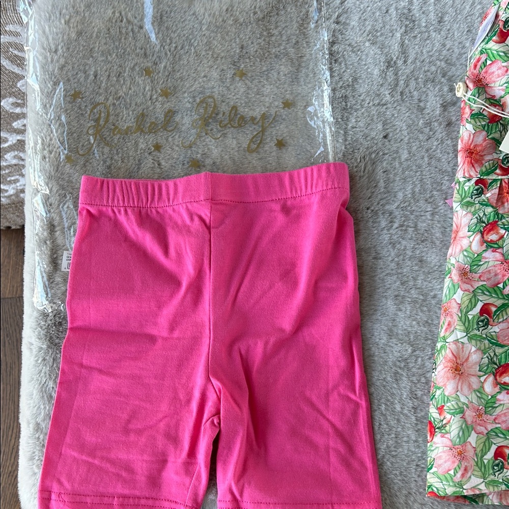 Rachel Riley Floral Ruffle Top with Bright Pink Shorts - Picture 4 of 7